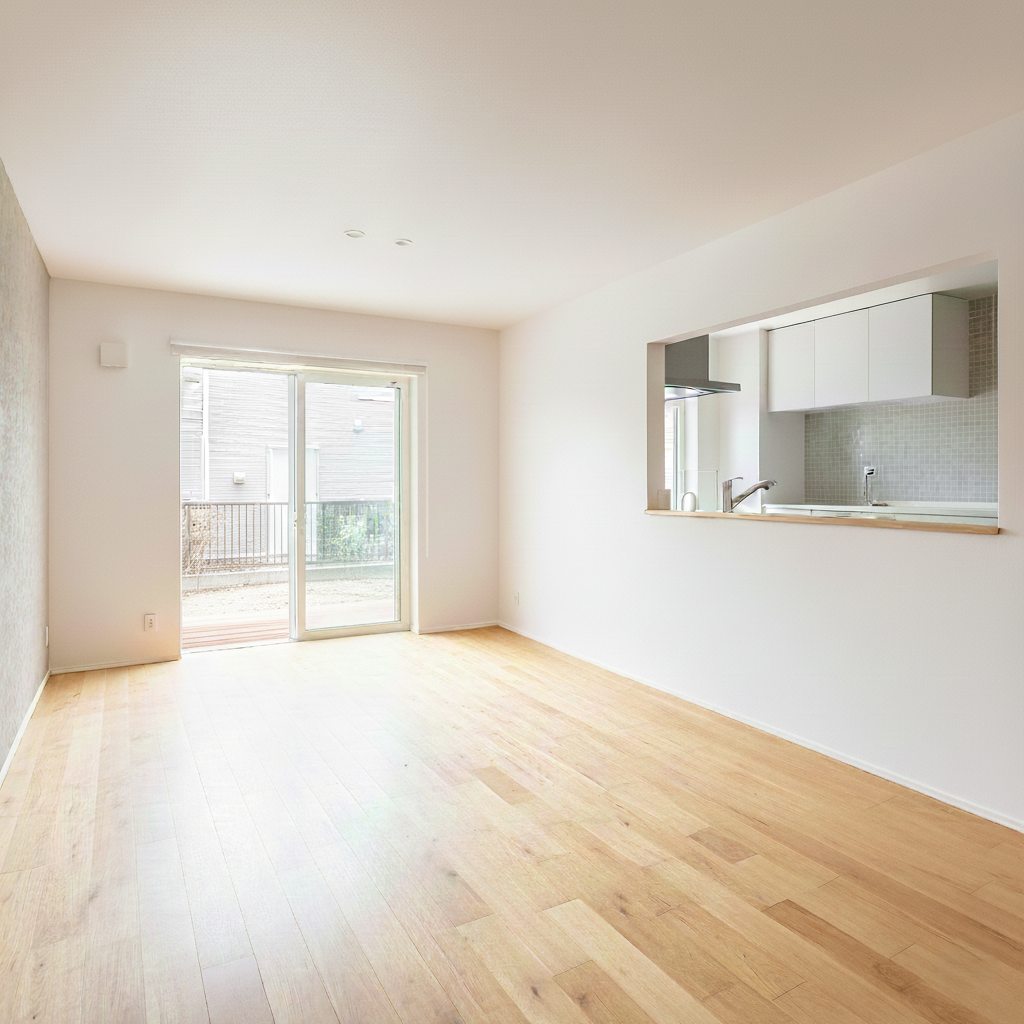 郊外一戸建てリビング - バーチャルホームステージング加工後